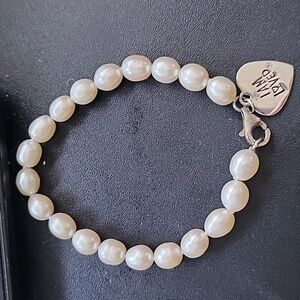 Helzberg Diamond "I am Loved" Pearl Bracelet 925 Silver Stamped